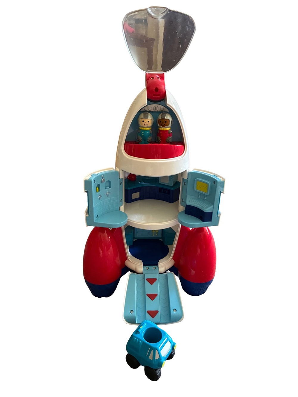 Kids Rocket Playset with Figures and Removable Vehicle - Red, Blue, White